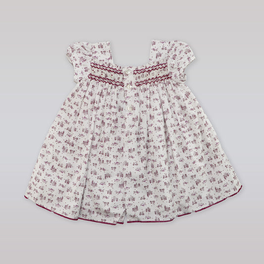Fleurisse & Leon Bunny Print White and Violet Baby Outfit