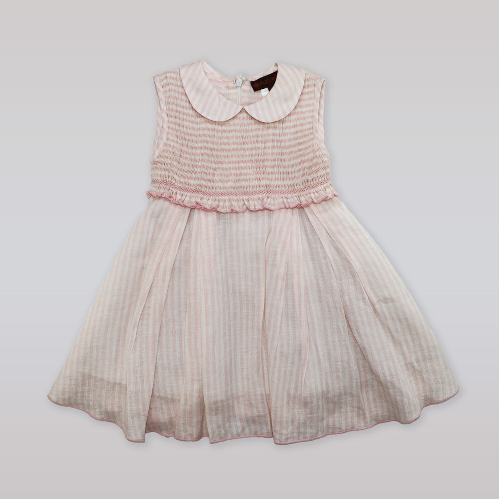 Fleurisse & Leon Lissette Light Pink Striped Elegant Girls Dress