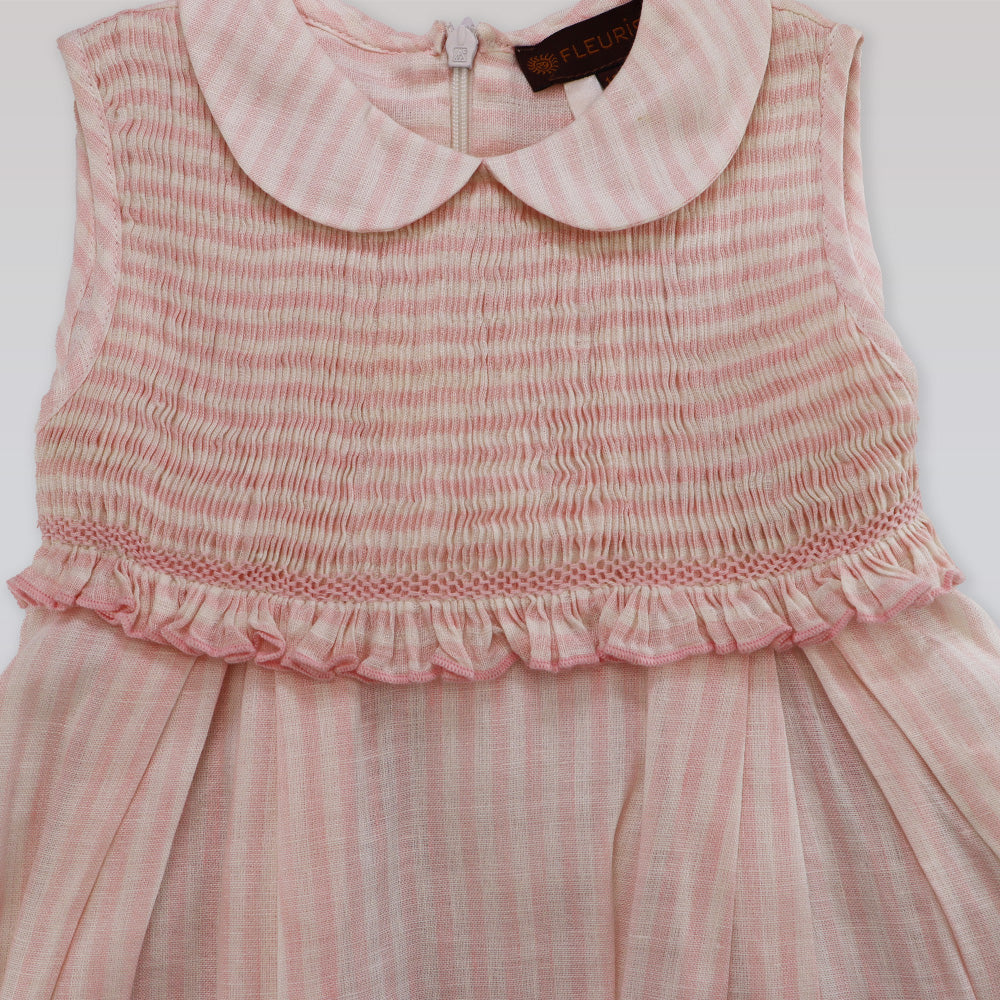 Fleurisse & Leon Lissette Light Pink Striped Elegant Girls Dress