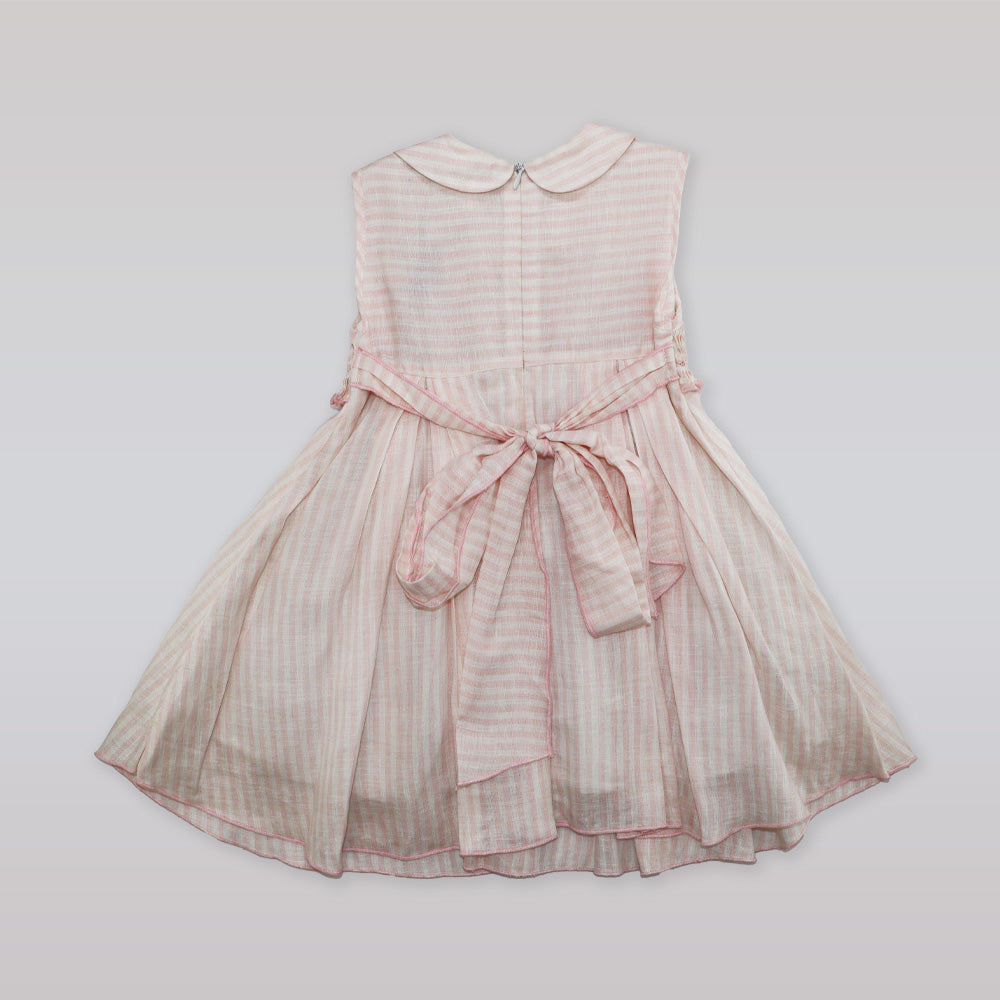 Fleurisse & Leon Lissette Light Pink Striped Elegant Girls Dress