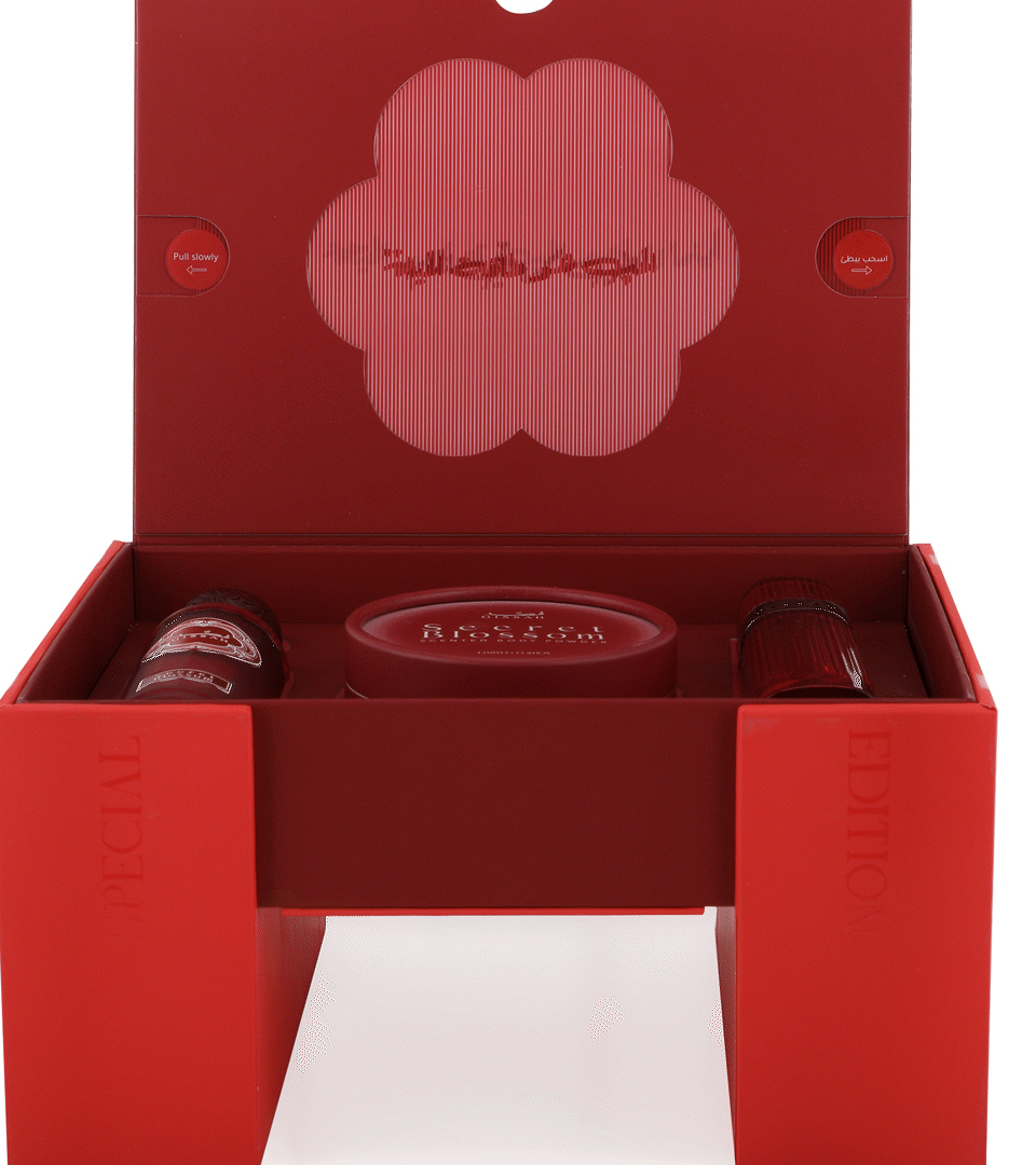 Secret Blossom Fragrance Gift Set with Perfume, Powder, and Khamriya