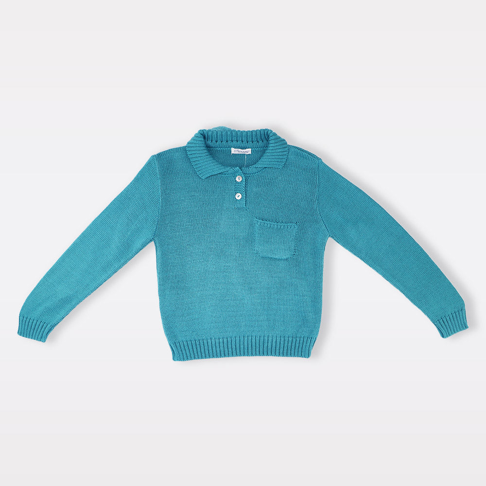 Soft Blue Ancar Ribbed Jersey Knit Sweater for Toddlers