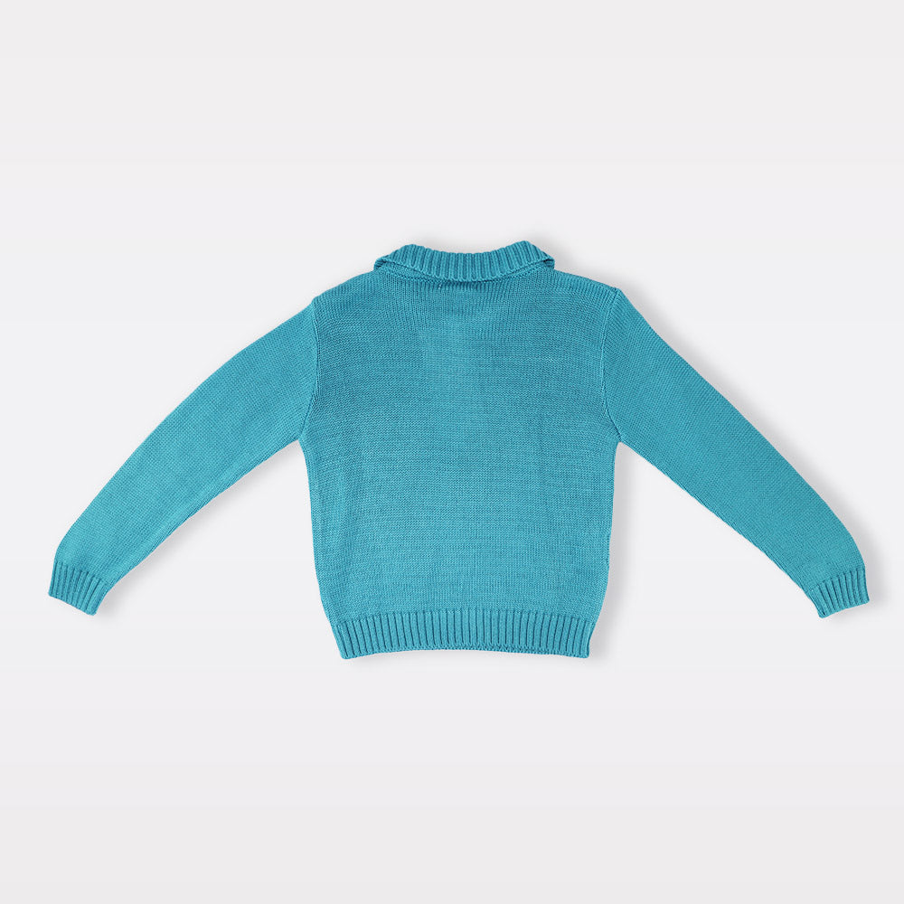 Soft Blue Ancar Ribbed Jersey Knit Sweater for Toddlers