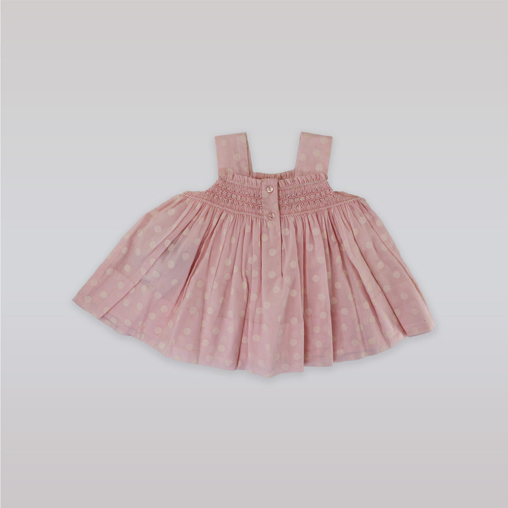 Sarah Louise Baby Girl Pink Smocked Dress with Delicate Floral Embroidery