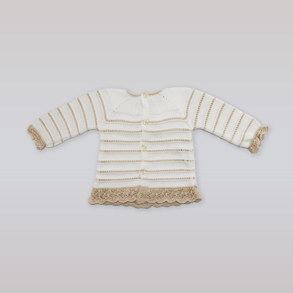 Paz Rodriguez Baby Long Sleeve Knit Sweater Crudo Beige