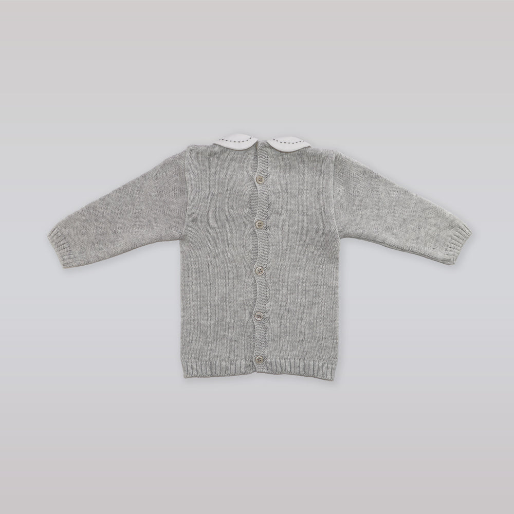 Paz Rodriguez Long Sleeve Knit Baby Sweater Nacar Vapor White