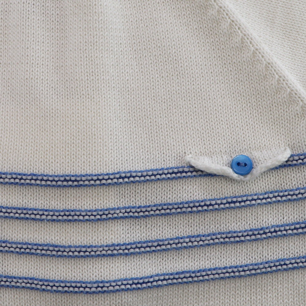 Paz Rodriguez Baby Nautical Anchor Short Sleeve White Knit Sweater