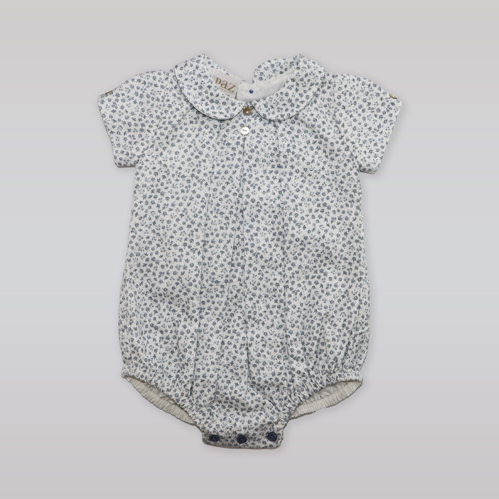Paz Rodriguez Copitos Woven Blue Romper for Newborn Infants