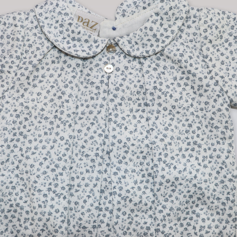Paz Rodriguez Copitos Woven Blue Romper for Newborn Infants