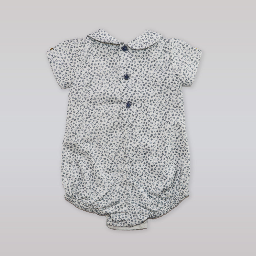 Paz Rodriguez Copitos Woven Blue Romper for Newborn Infants
