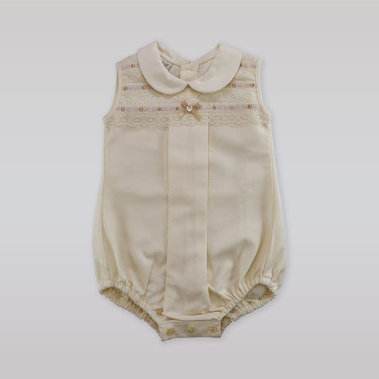 Paz Rodriguez Baby Woven Copitos Romper in Crudo Beige