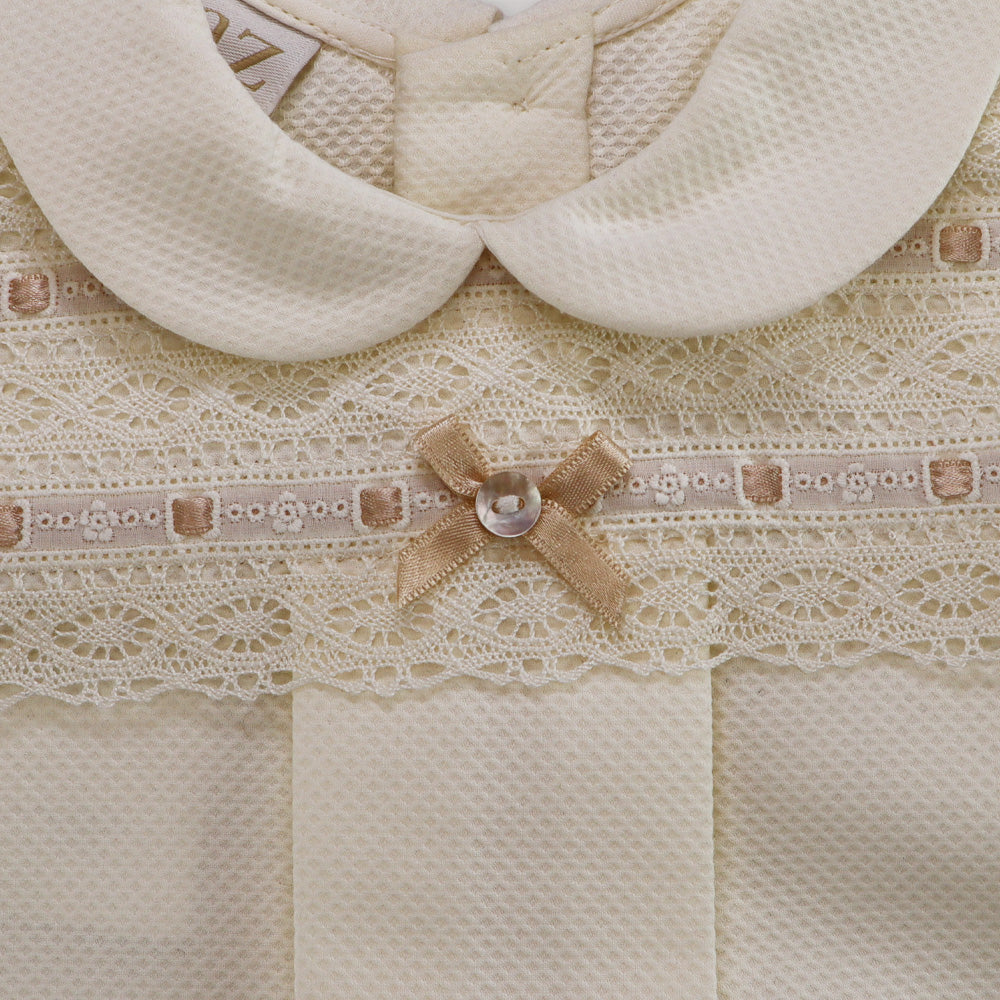 Paz Rodriguez White Woven Copitos Romper for Newborn Baby Infants