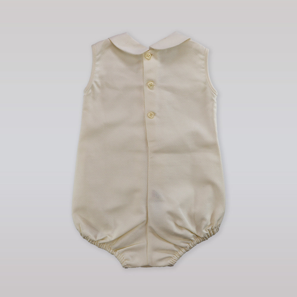 Paz Rodriguez White Woven Copitos Romper for Newborn Baby Infants