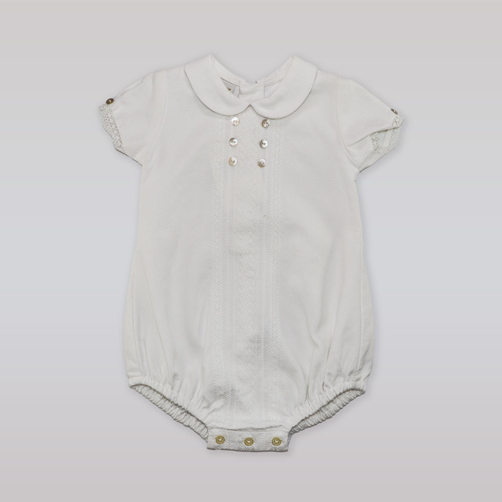 Paz Rodriguez Copitos Baby Woven Romper with Delicate Button Details