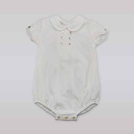 Paz Rodriguez Copitos Baby Woven Romper with Delicate Button Details