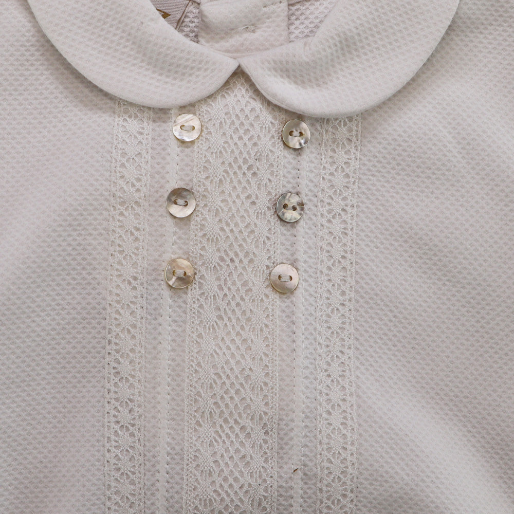 Paz Rodriguez Copitos Baby Woven Romper with Delicate Button Details