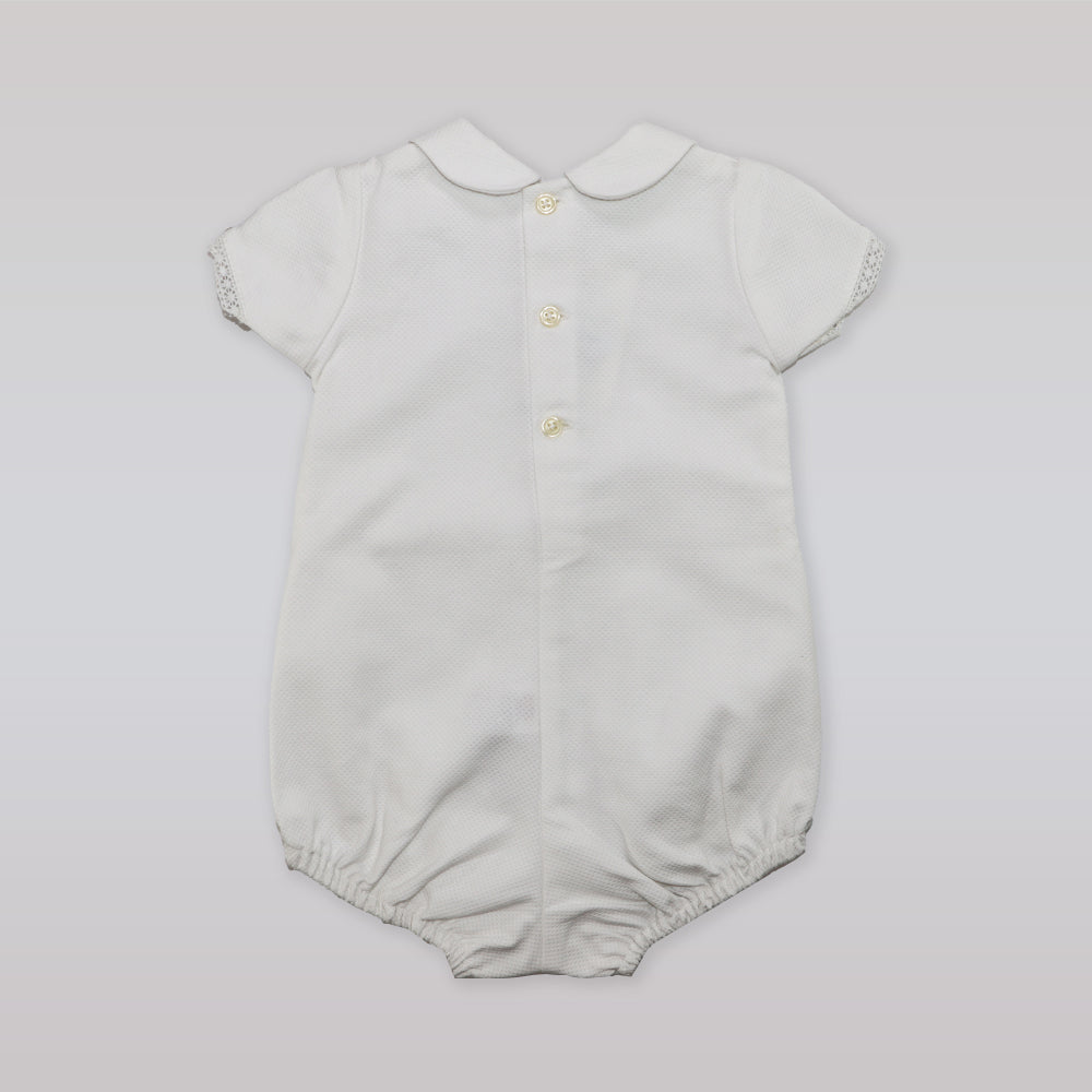 Paz Rodriguez Copitos Baby Woven Romper with Delicate Button Details