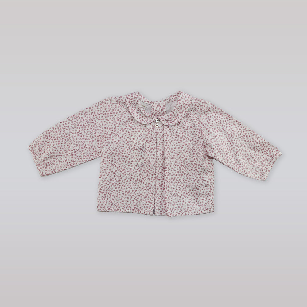 Paz Rodriguez Baby Girl Pink Cotton Blouse with Delicate Lace