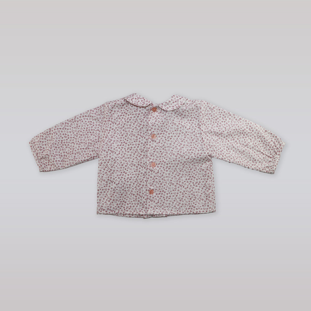 Paz Rodriguez Baby Girl Pink Cotton Blouse with Delicate Lace