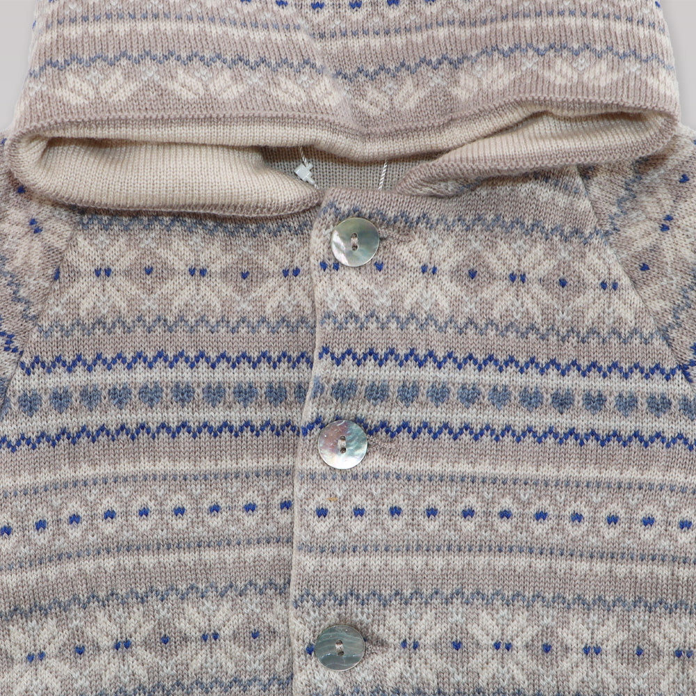 Paz Rodriguez Baby Hooded Knit Coat in Porcelain Hazelnut