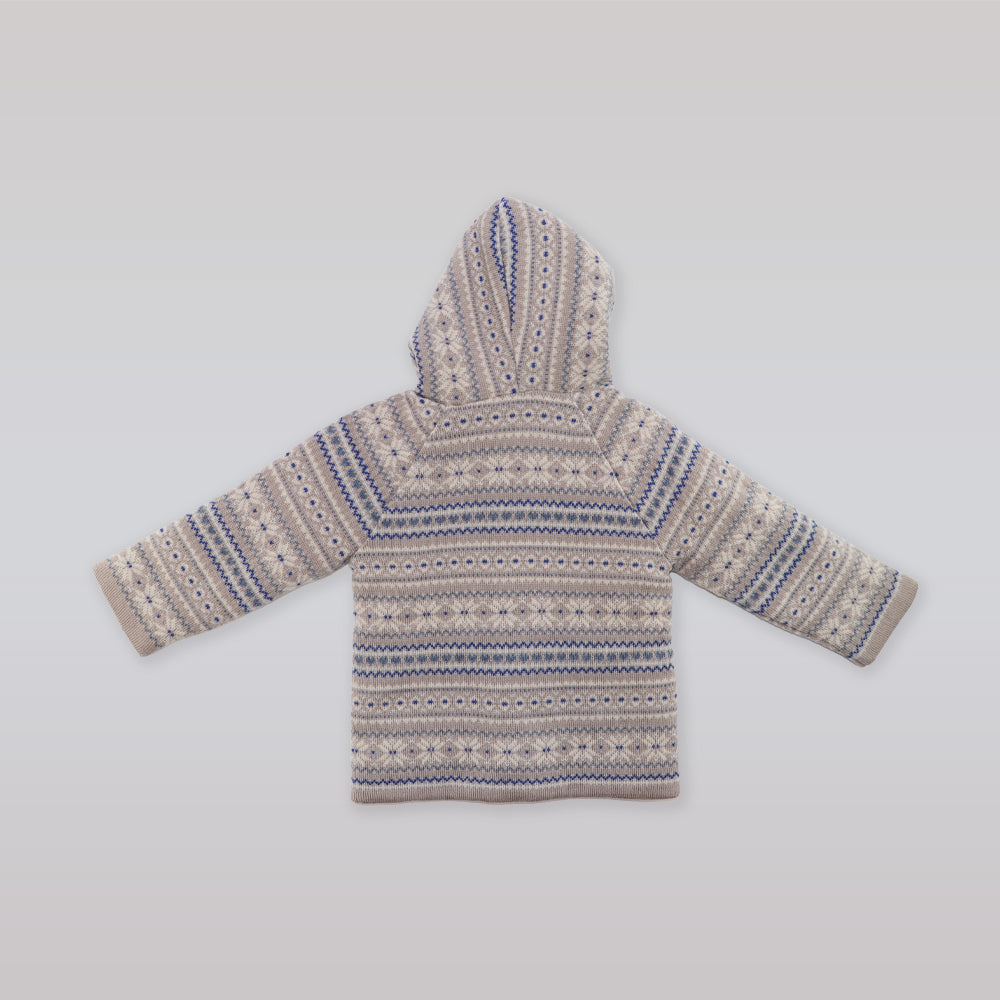 Paz Rodriguez Baby Hooded Knit Coat in Porcelain Hazelnut