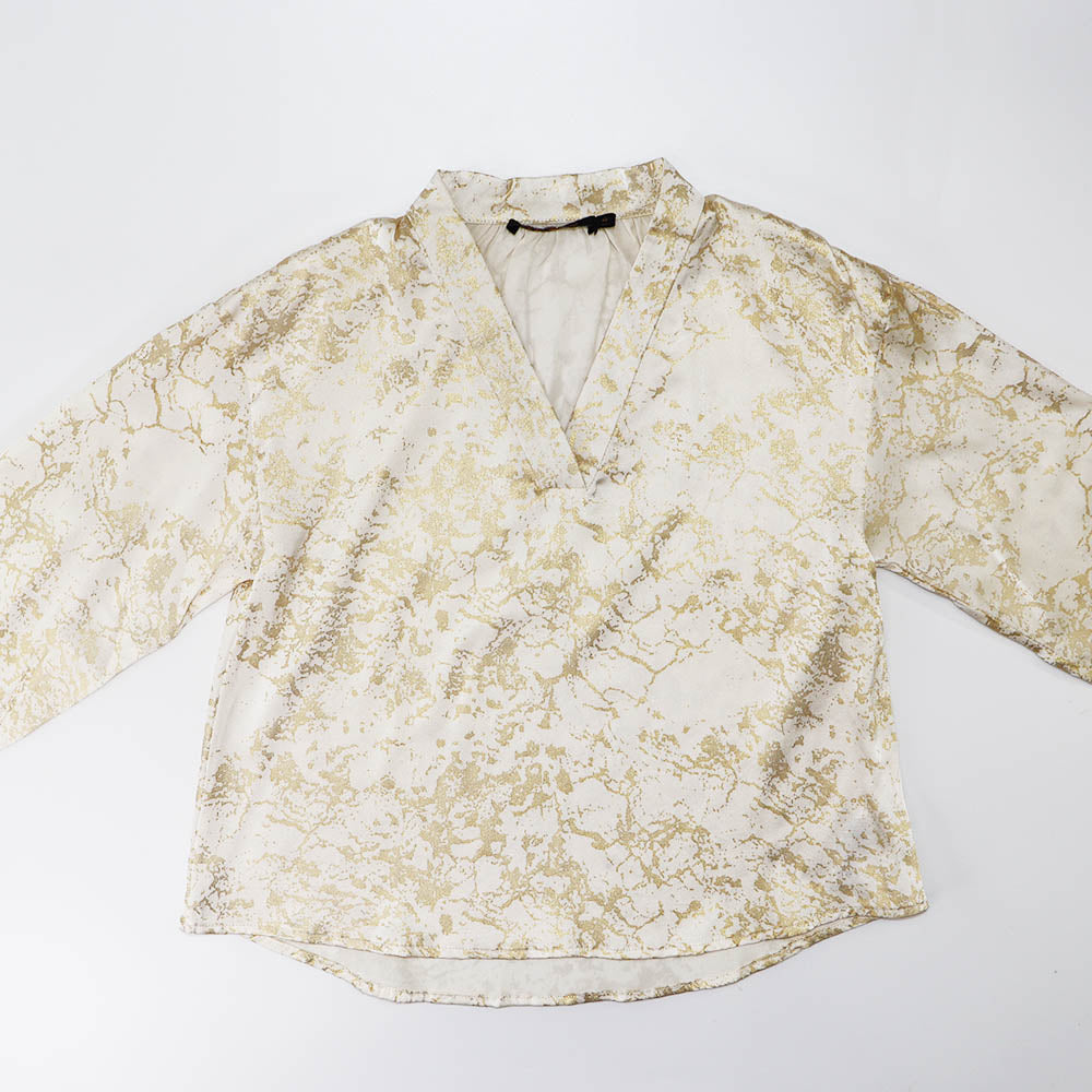 Pale Cloud Jamie Girls Ecru Blouse with Gold Foil Accents