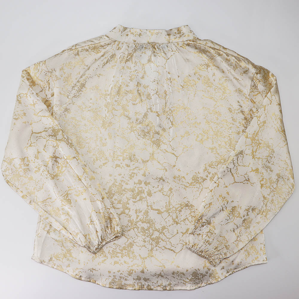 Pale Cloud Jamie Girls Ecru Blouse with Gold Foil Accents