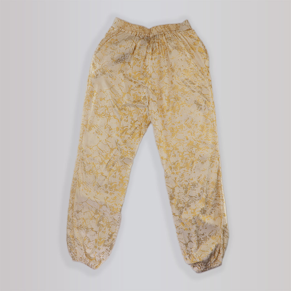 Pale Cloud Jamie Ecru Trousers with Shimmering Gold Foil