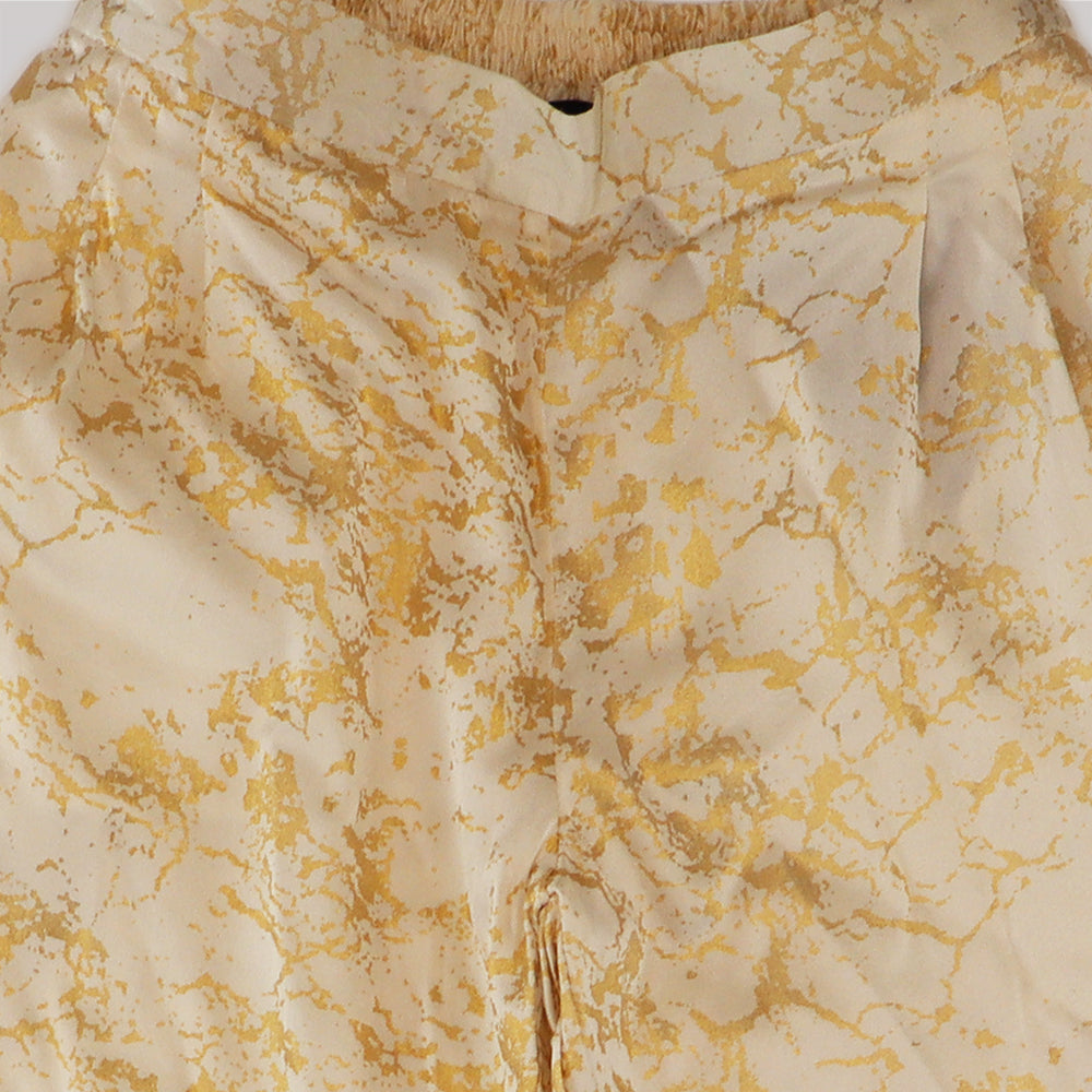 Pale Cloud Jamie Ecru Trousers with Shimmering Gold Foil