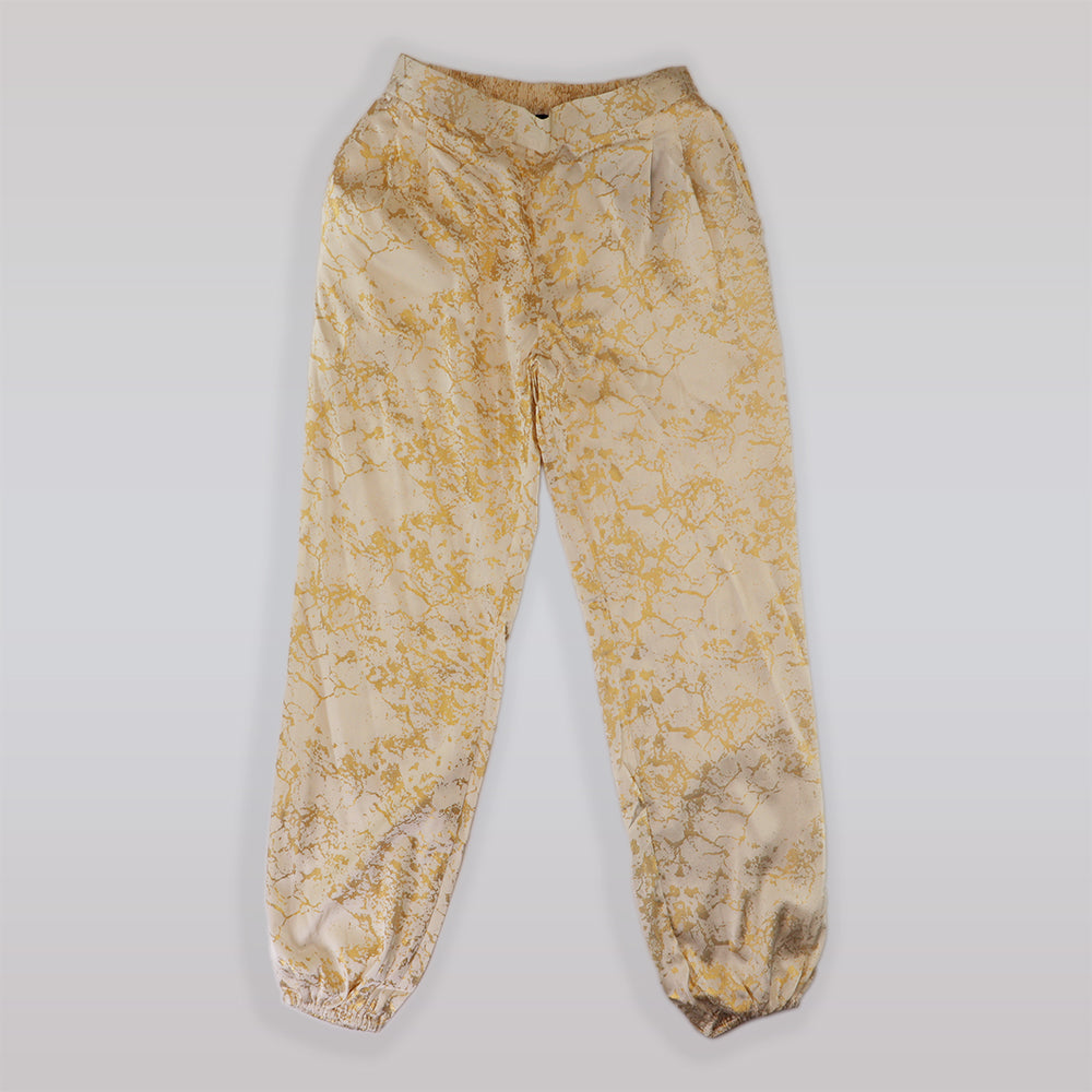 Pale Cloud Jamie Ecru Trousers with Shimmering Gold Foil