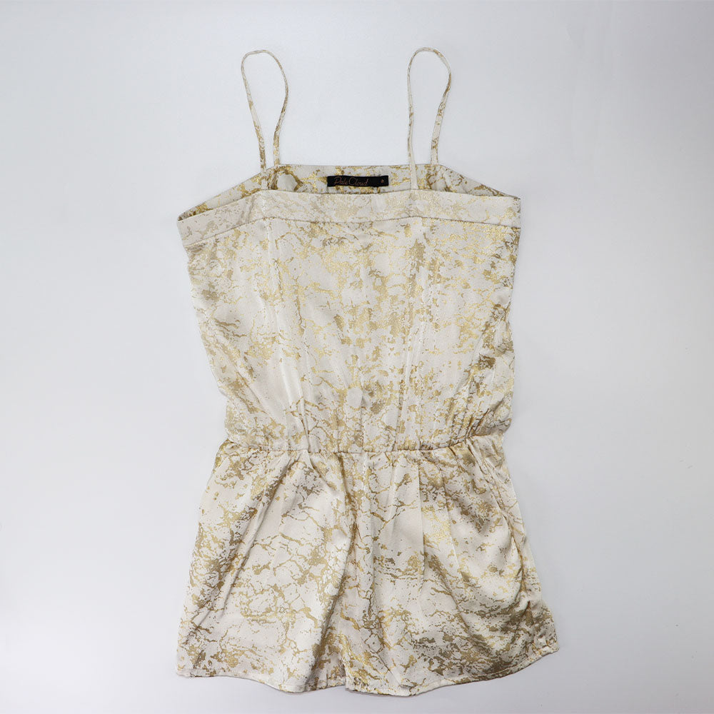 Elegant Pale Cloud Jamie Ecru Play Suit with Gold Foil