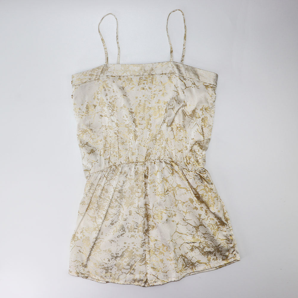 Elegant Pale Cloud Jamie Ecru Play Suit with Gold Foil