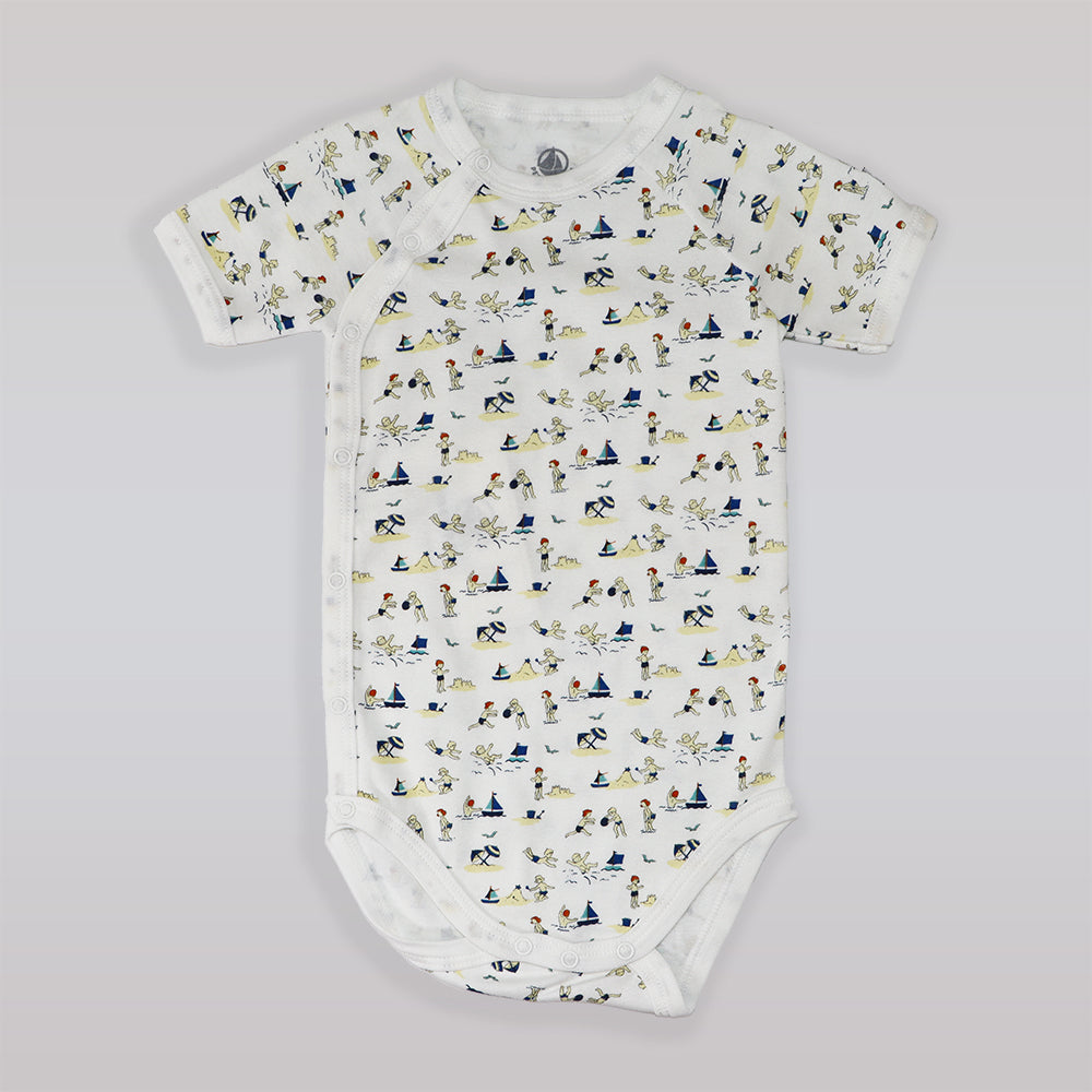 Petit Bateau Baby Short Sleeve Stanny White Cotton Bodysuit