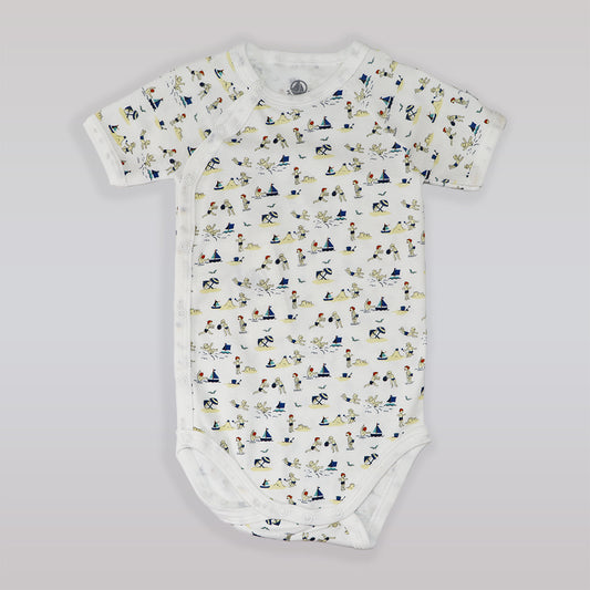 Petit Bateau Baby Short Sleeve Stanny White Cotton Bodysuit