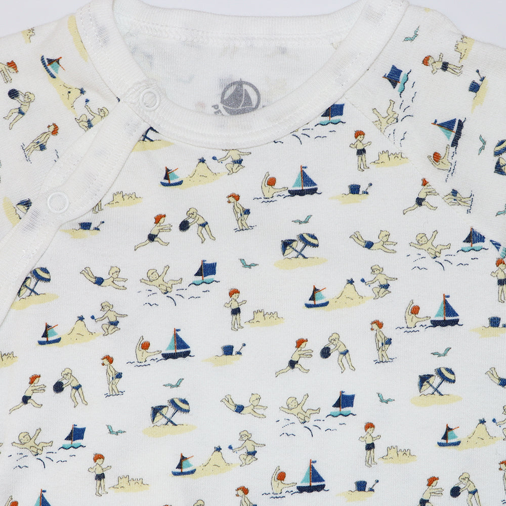 Petit Bateau Baby Short Sleeve Stanny White Cotton Bodysuit