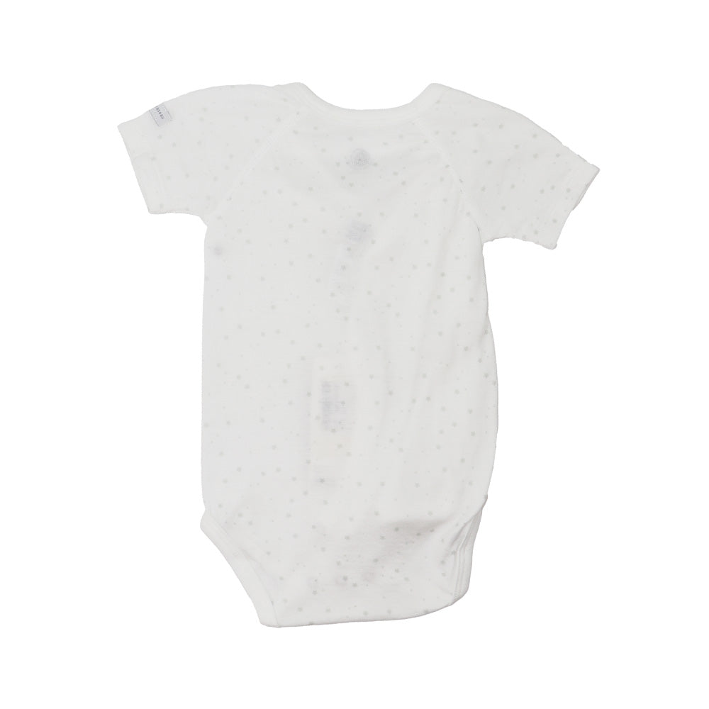 Petit Bateau Soft White Cotton Short Sleeve Baby Bodysuits 2-Pack