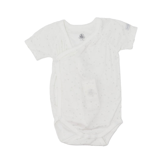 Petit Bateau Soft White Cotton Short Sleeve Baby Bodysuits 2-Pack