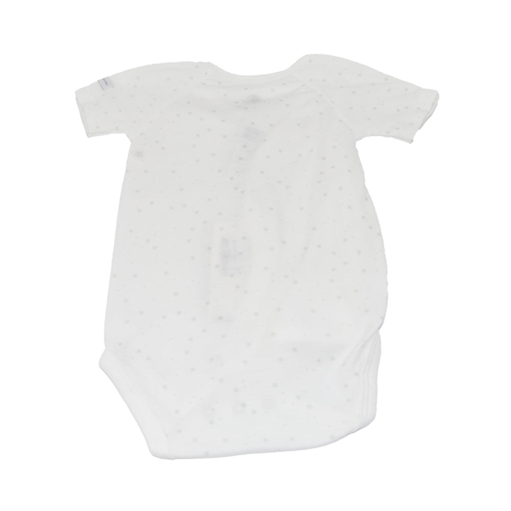 Petit Bateau Soft White Cotton Short Sleeve Baby Bodysuits 2-Pack