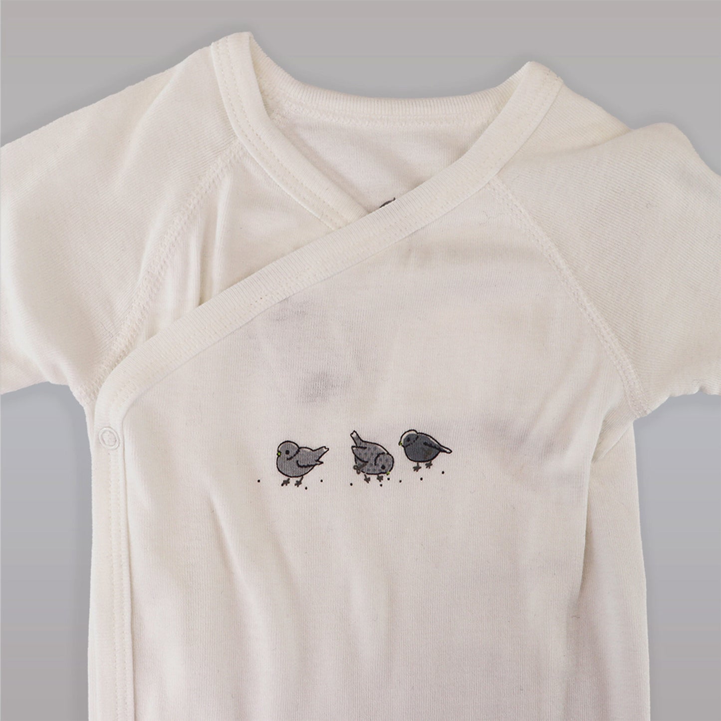 Petit Bateau Soft White Cotton Baby Bodysuit Bird Print