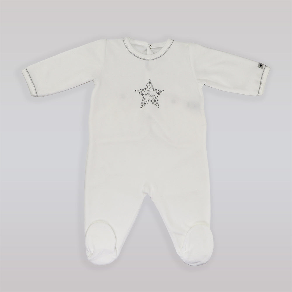 Petit Bateau Soft Cotton Baby Sleepsuit Pajamas in White