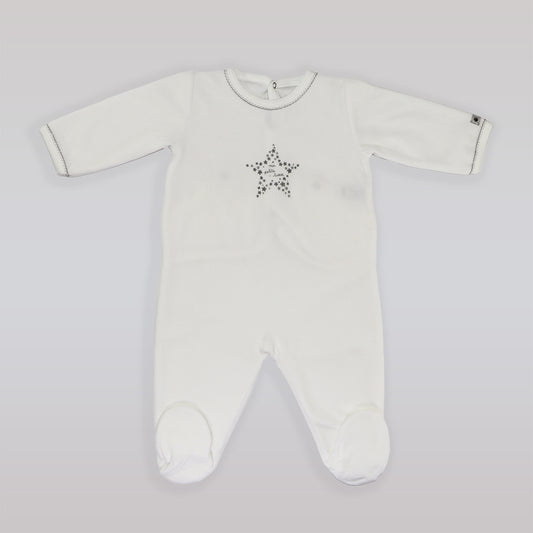 Petit Bateau Soft Cotton Baby Sleepsuit Pajamas in White