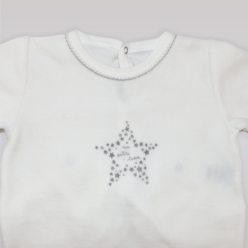 Petit Bateau Soft Cotton Baby Sleepsuit Pajamas in White