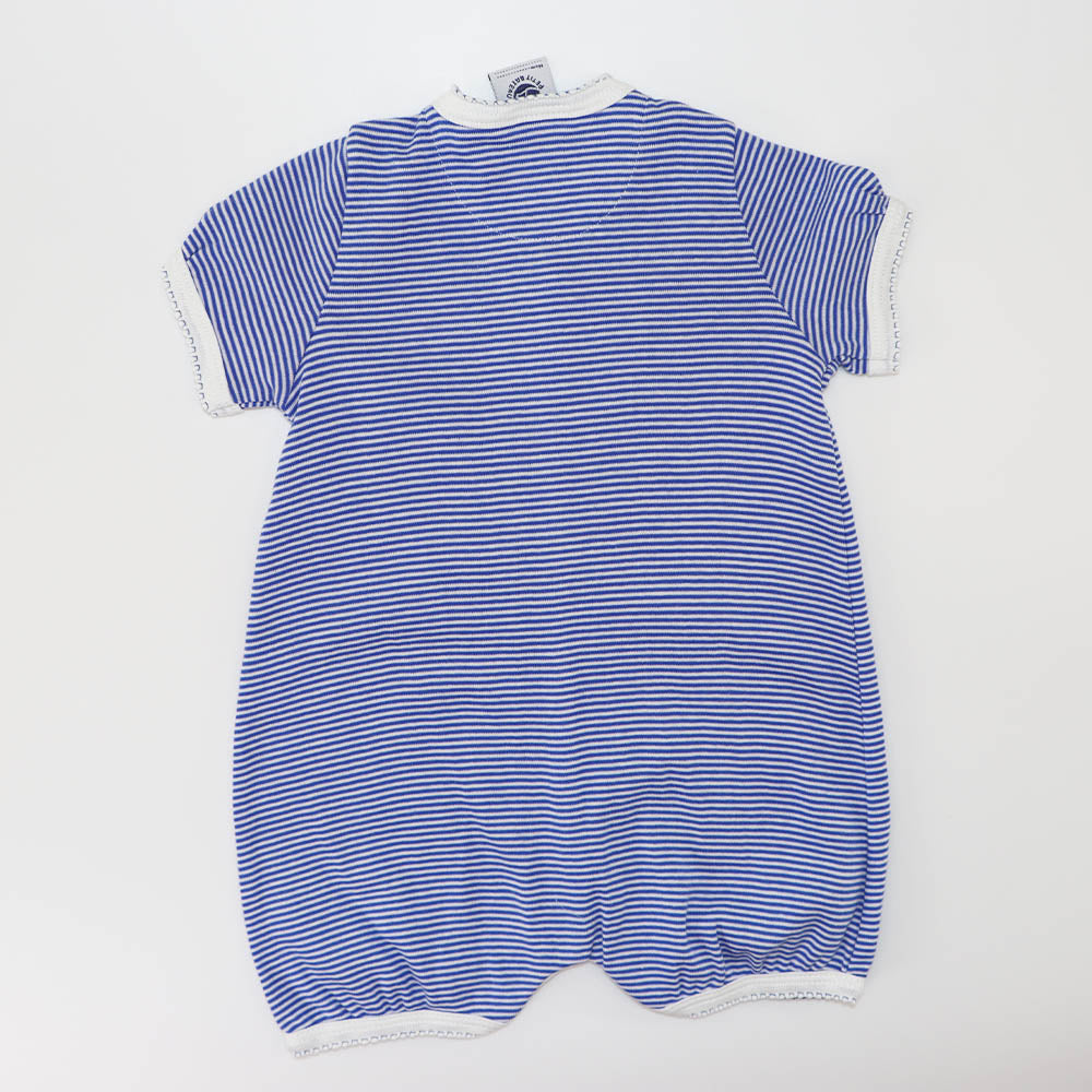 Petit Bateau Baby Blue Striped Cotton Romper Shortall 18M