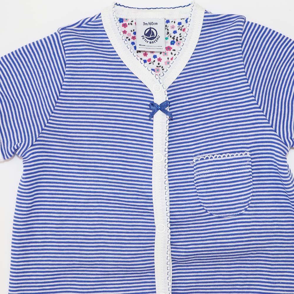 Petit Bateau Baby Blue Striped Cotton Romper Shortall 18M