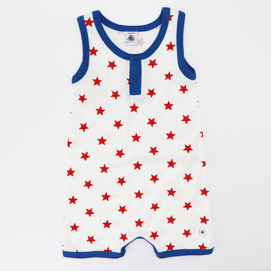 Petit Bateau Baby Boys Short Sleeve Cotton Striped Romper