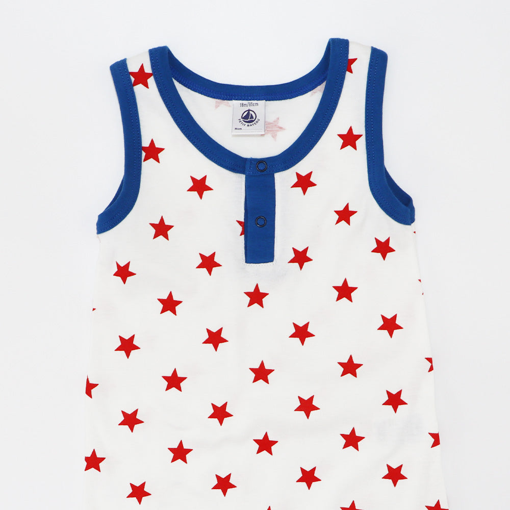 Petit Bateau Nautical Striped Cotton Short Sleeve Baby Romper