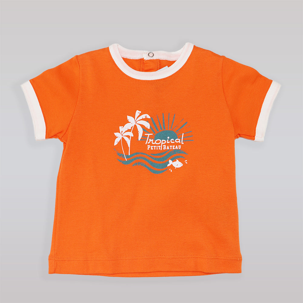Petit Bateau Blue Striped Soft Cotton Baby Tee Shirt