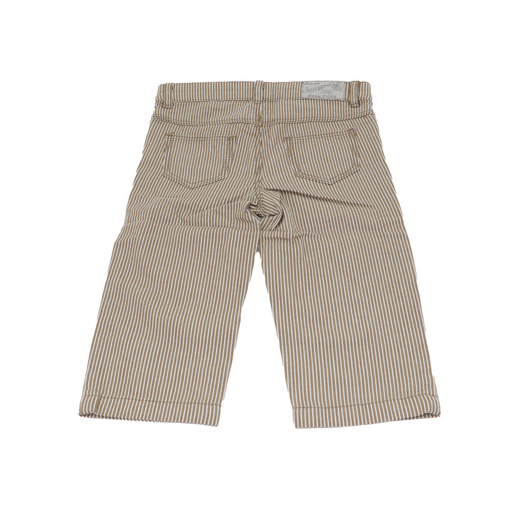 Petit Bateau Toddler Boys Soft Brown Striped Cotton Knit Pants