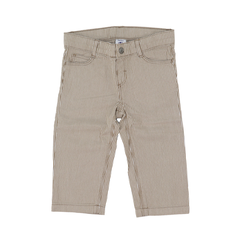 Petit Bateau Toddler Boys Soft Brown Striped Cotton Knit Pants