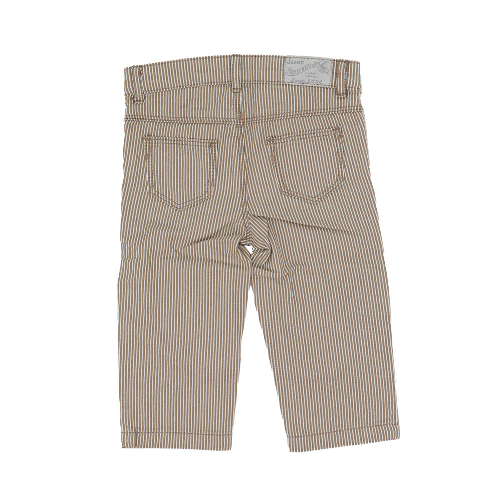 Petit Bateau Toddler Boys Soft Brown Striped Cotton Knit Pants